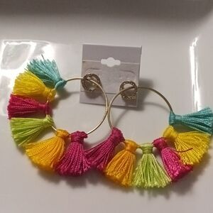 Tassel hoop earrings with round blng post